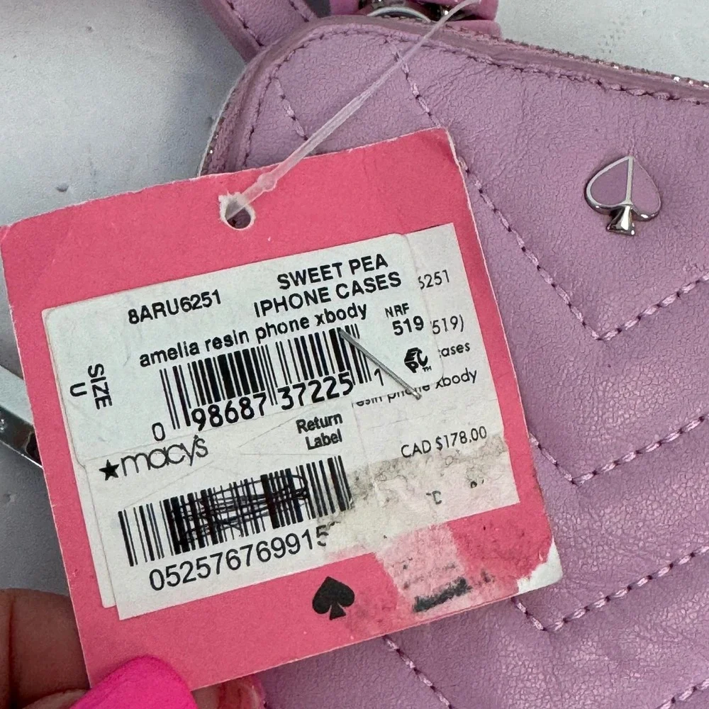 Kate Spade Amelia Resin Phone Crossbody Bag Sweet Pea Pink Quilted Leather NWT